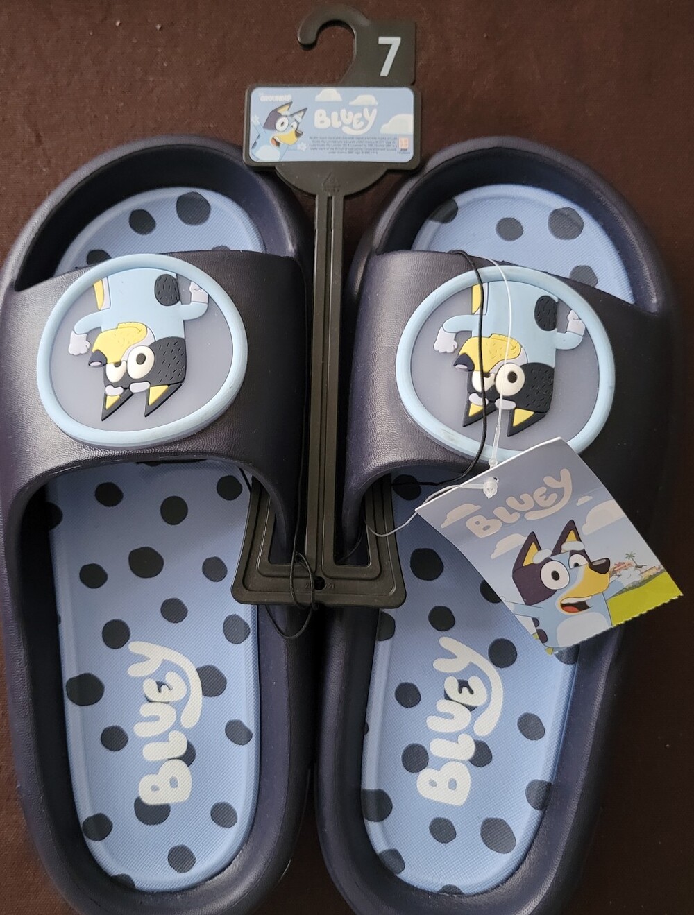 Bluey Bandit Dad Adult Size 7 Slide Sandals Blue
